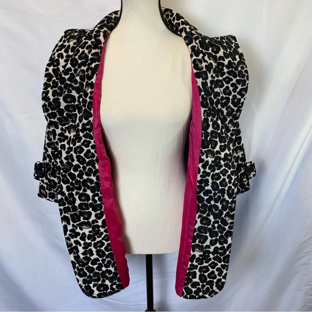 Forever 21 Leopard Animal‎ Print Jacket Size Small Double Breasted Collared